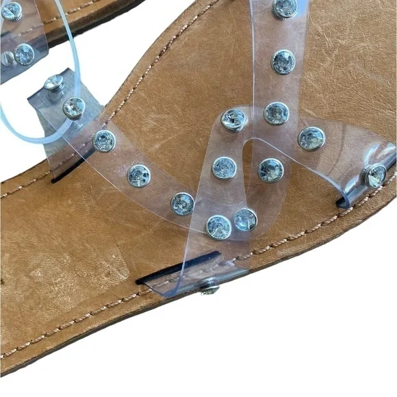 NEW SCHUTZ Cathryn Slide Crystal Rhinestone Transparent Clear Sandal - Size 8.5 - Picture 5 of 9